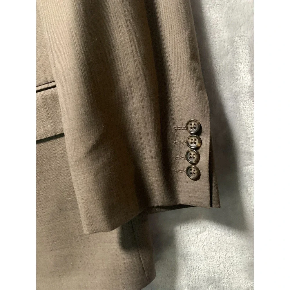 Pronto Uomo Sport Coat Mens 50R Wool Brown Two Button Double Vented Window Pane
